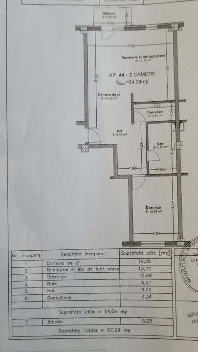 Apartament spatios 64 mp, 2 camere, zona Eroilor 