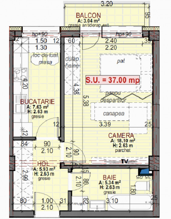 Apartament decomandat, semifinisat, bloc nou, zona Terra 
