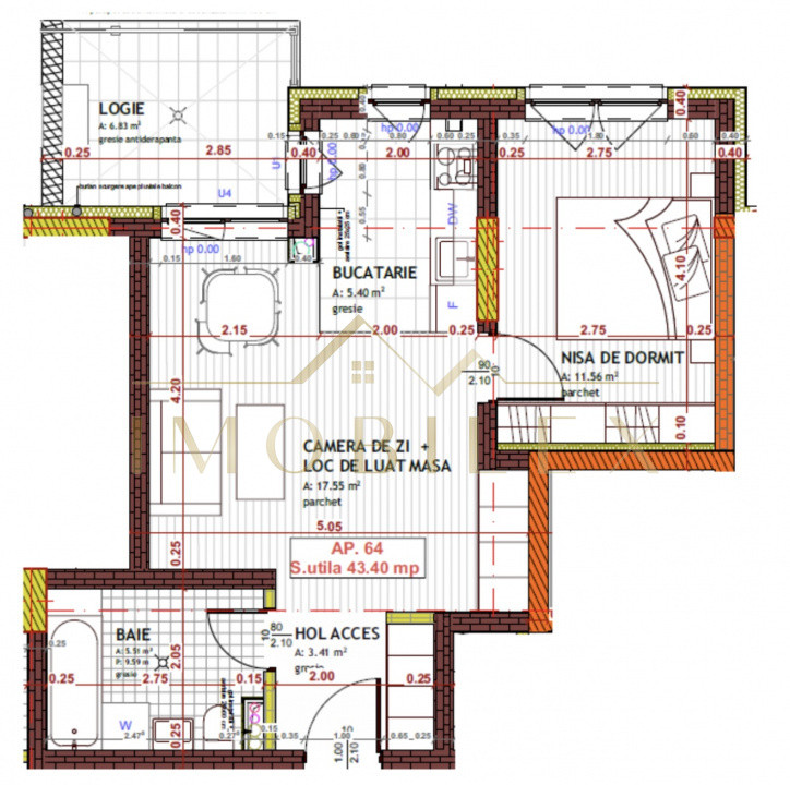 Apartament 2 camere, semifinisat, bloc nou, zona Tineretului 