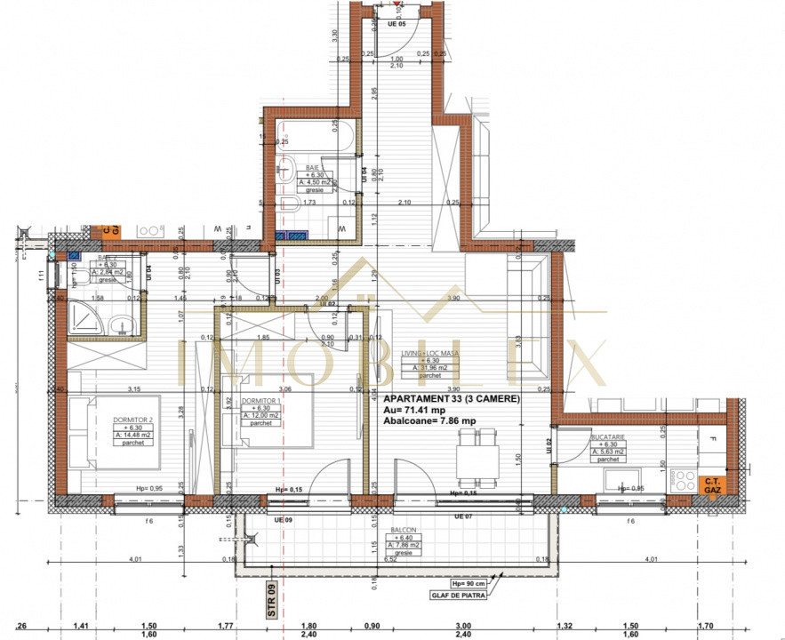 Apartament spațios 70mp, 3 camere, 2 băi, ansamblu top, zona Cetății 