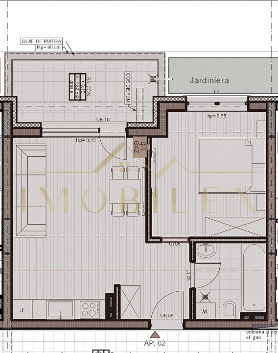 Apartament 2 camere, terasă, ansamblu nou, zona Cetății 