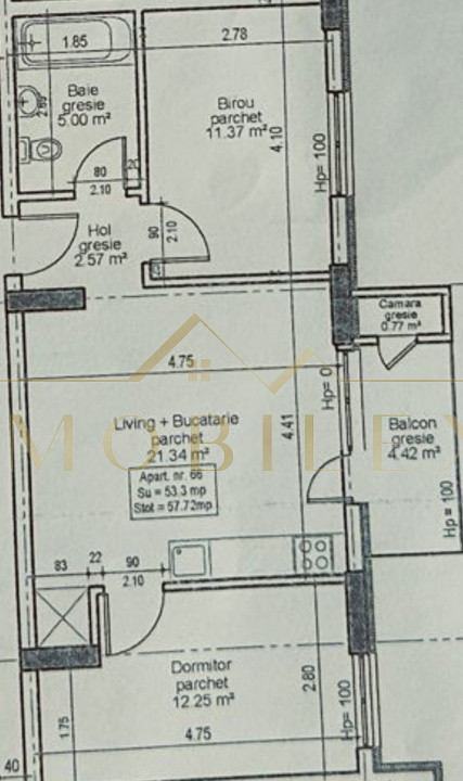 Apartament 3 camere, semifinisat, bloc nou, zona Bmw-Vivo