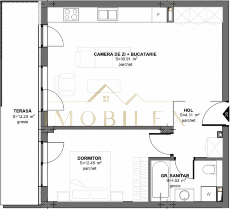Apartament spațios 2 camere, terasă, semifinisat, bloc nou, Eroilor