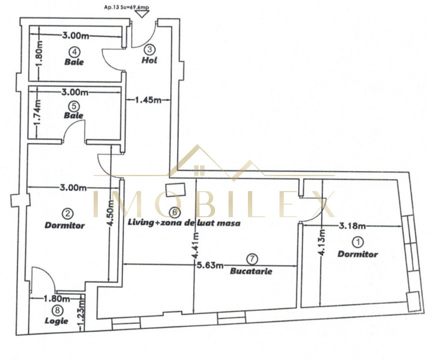 Apartament spațios FINISAT NOU , 3 camere, 2 băi, Dâmbul Rotund 