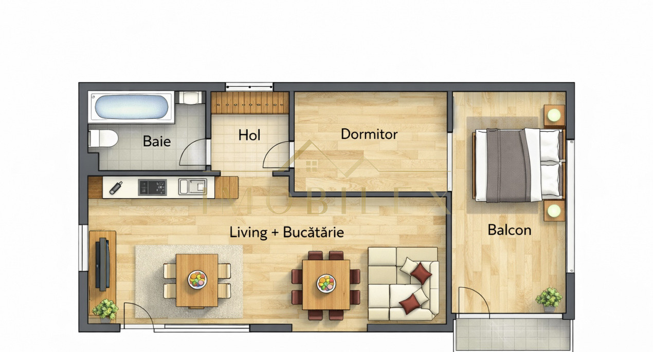 Apartament spațios 2 camere 58mp, zona centrala Florești 