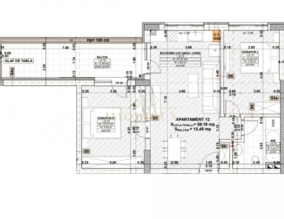 Apartament 3 camere,semifinisat bloc nou,lift,Eroilor/Porii 