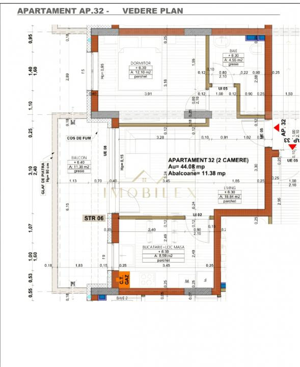 Apartament 2 camere Cetatii,44 mp 