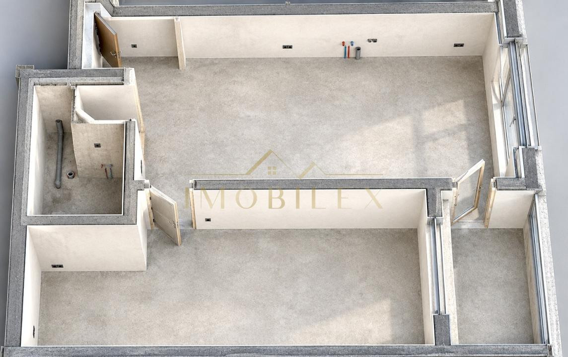 Apartament 2 camere, semifinisat, bloc nou, zona Bmw-Vivo 