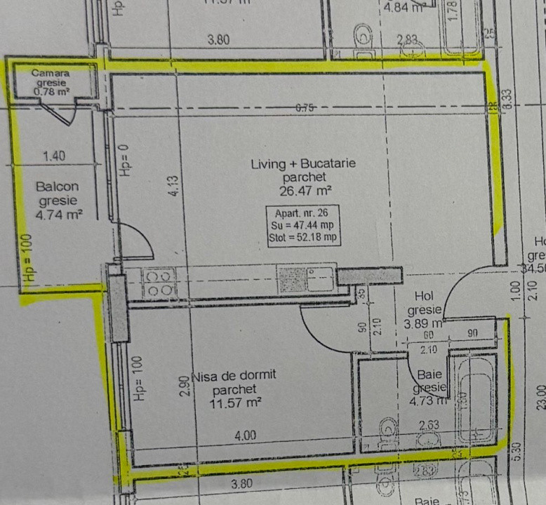 Apartament semifinisat cu 2 camere l zona BMW l Tva inclus 